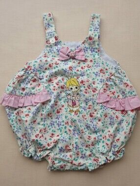 Upcycled Tiny Tots 6-9M Precious Moments Floral Bubble Romper